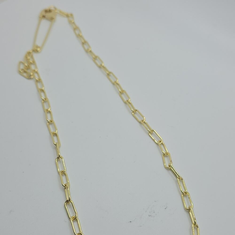 Gold Tone Metal Paperclip Chain Necklace Chain Style Lobster Clasp Closure